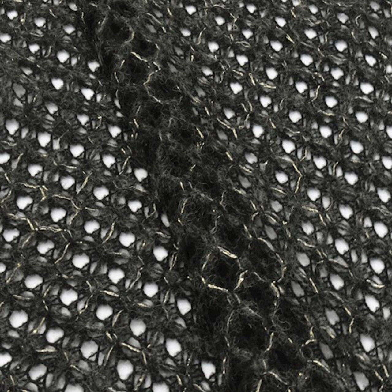 Black/Gold Sparkle Brushed Crochet/Mesh Knit Sweater Fabric By the Yard